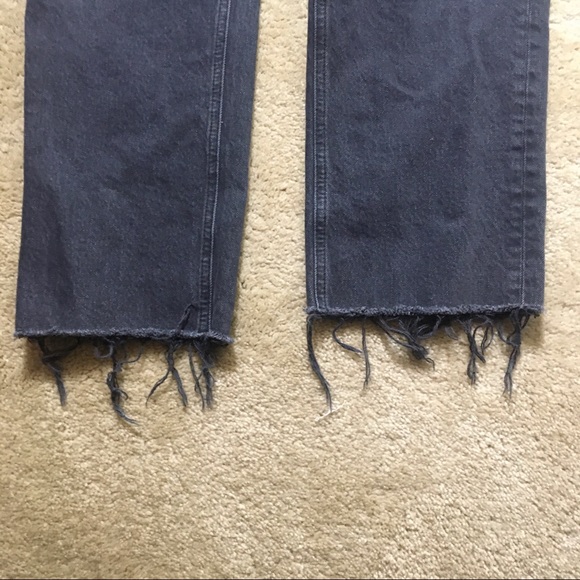 Topshop Straight Jeans Moto High Rise Raw Hem Gray - Picture 3 of 9